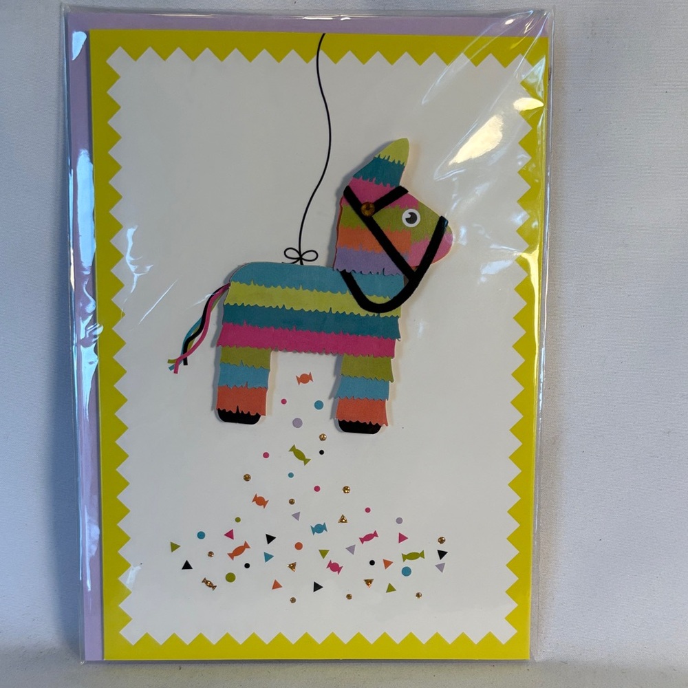 NWT BURGOYNE Colorful Piñata Birthday Greeting Card- 5X7 - Picture 2 of 6